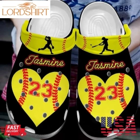 Softball Personalize Clog Custom Crocs Fashionstyle Comfortable For Women Men Kid Print 3D My Heart