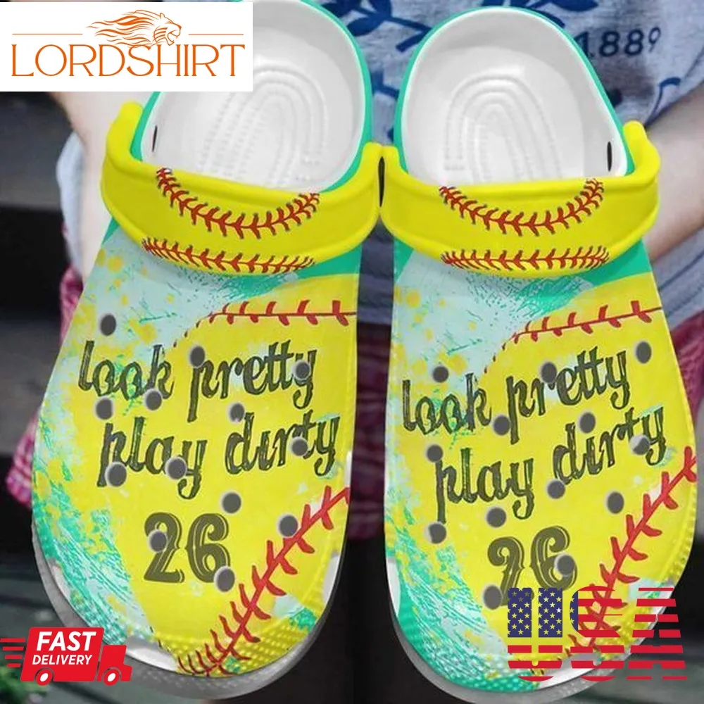 Softball Personalize Clog Custom Crocs Fashionstyle Comfortable For Women Men Kid Print 3D Whitesole Pretty Dirty