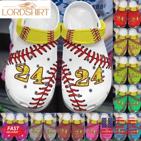 Softball Personalize Clog Custom Crocs Fashionstyle Comfortable For Women Men Kid Print 3D Whitesole Stitches