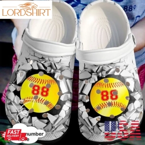 Softball Personalized Broken Wall Sku 2332 Crocs Crocband Clog Comfortable For Mens Womens Classic Clog Water Shoes