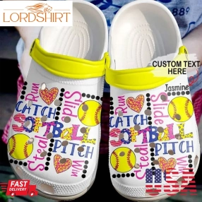 Softball Personalized Catch And Steal Sku 2298 Crocs Crocband Clog Comfortable For Mens Womens Classic Clog Water Shoes