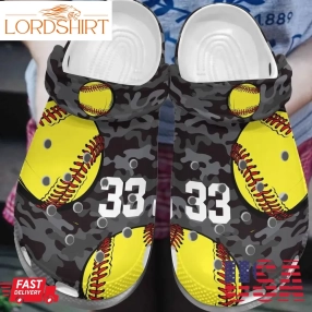 Softball Personalized Clog Custom Crocs Comfortablefashion Style Comfortable For Women Men Kid Print 3D Camo Softball