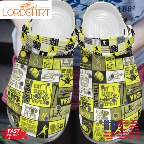 Softball Personalized Clog Custom Crocs Comfortablefashion Style Comfortable For Women Men Kid Print 3D Eat Sleep Repeat