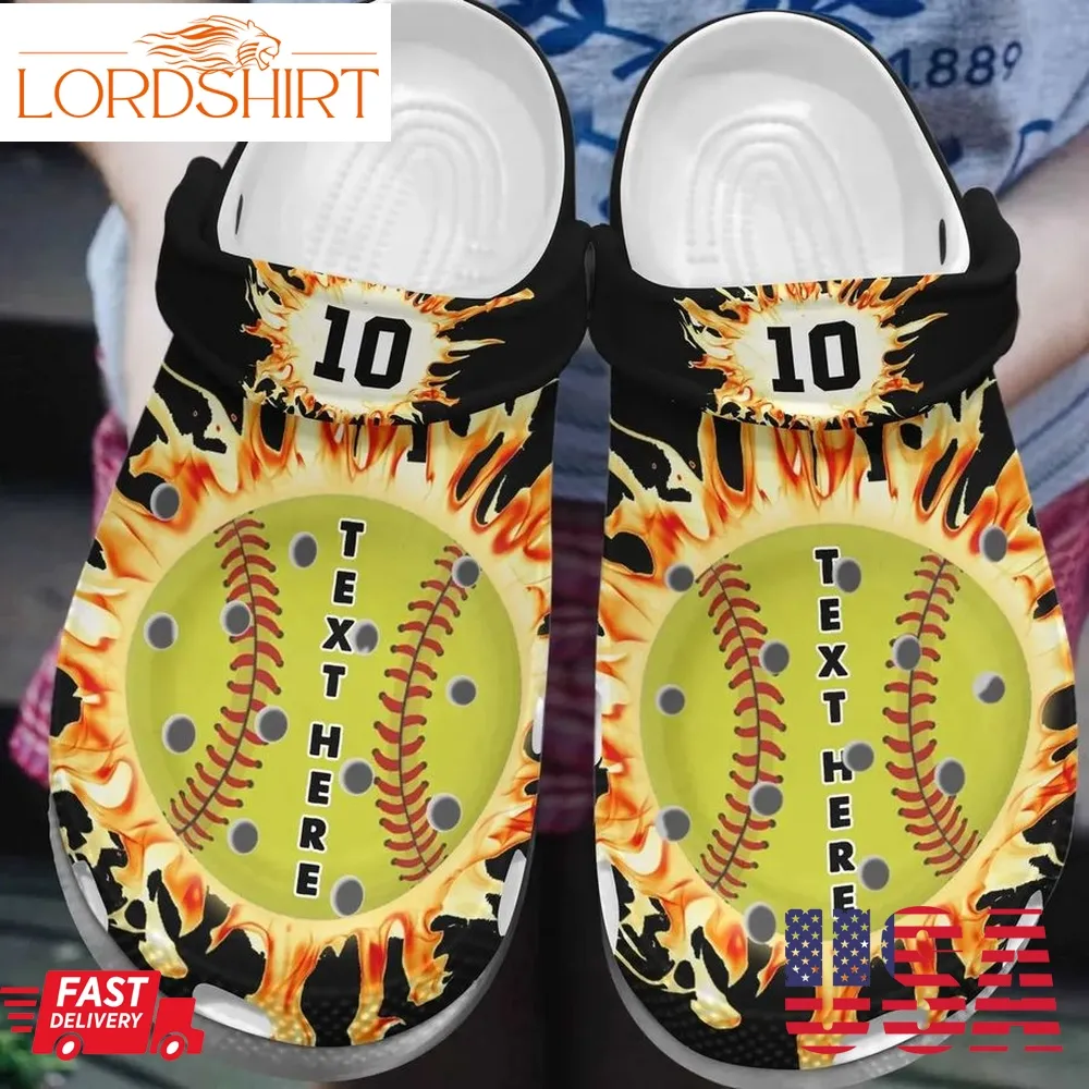 Softball Personalized Clog Custom Crocs Comfortablefashion Style Comfortable For Women Men Kid Print 3D Fire In My Soul