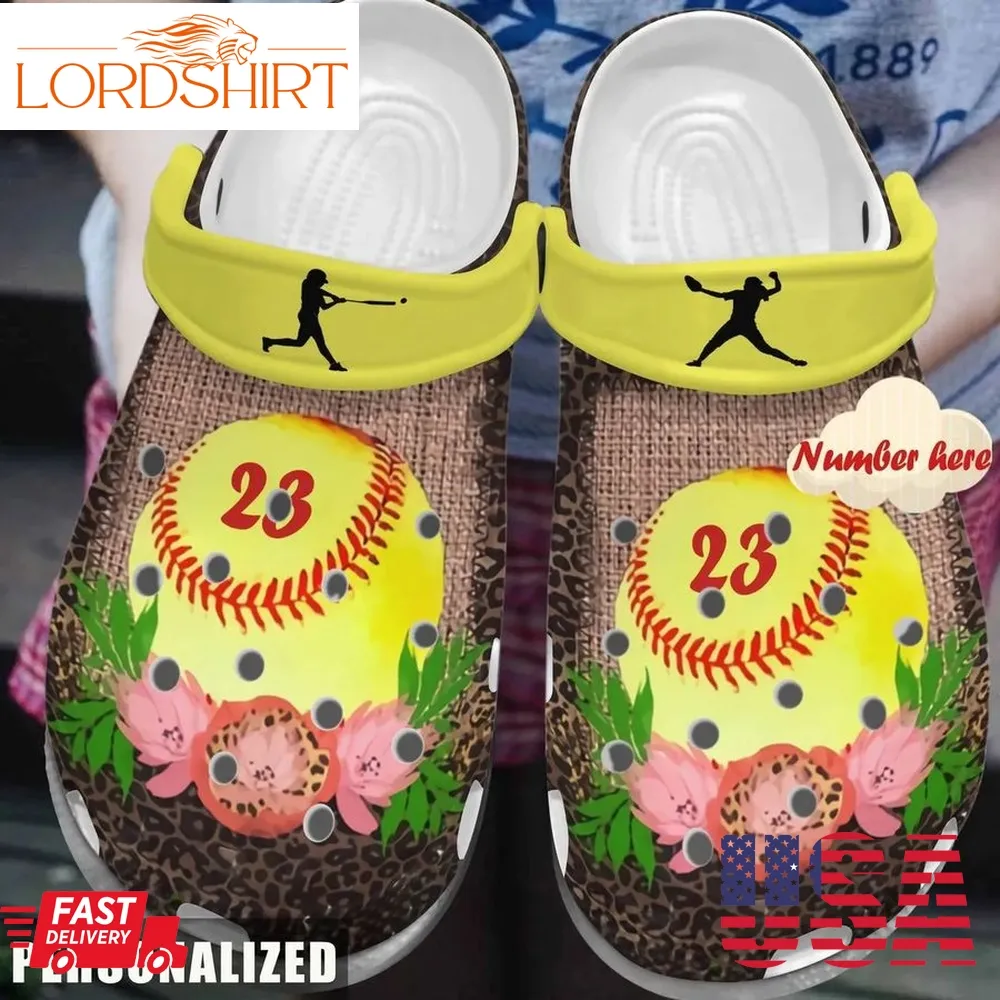 Softball Personalized Clog Custom Crocs Comfortablefashion Style Comfortable For Women Men Kid Print 3D Flower Softball