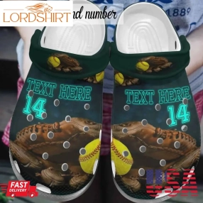 Softball Personalized Clog Custom Crocs Comfortablefashion Style Comfortable For Women Men Kid Print 3D Glove