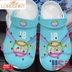 Softball Personalized Clog Custom Crocs Comfortablefashion Style Comfortable For Women Men Kid Print 3D Light Blue Softball