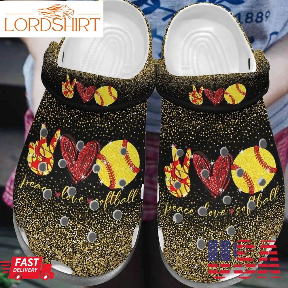 Softball Personalized Clog Custom Crocs Comfortablefashion Style Comfortable For Women Men Kid Print 3D Love Peace