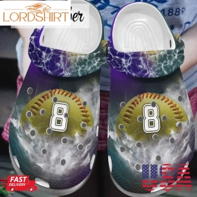 Softball Personalized Clog Custom Crocs Comfortablefashion Style Comfortable For Women Men Kid Print 3D Number Thunder