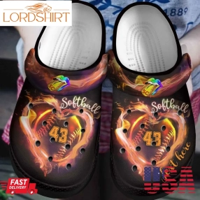 Softball Personalized Clog Custom Crocs Comfortablefashion Style Comfortable For Women Men Kid Print 3D Orange Fire Sc