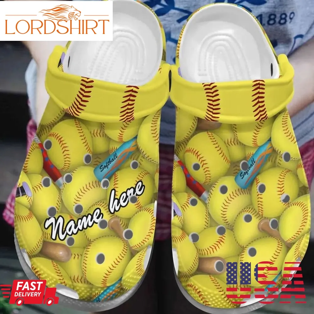 Softball Personalized Clog Custom Crocs Comfortablefashion Style Comfortable For Women Men Kid Print 3D P3