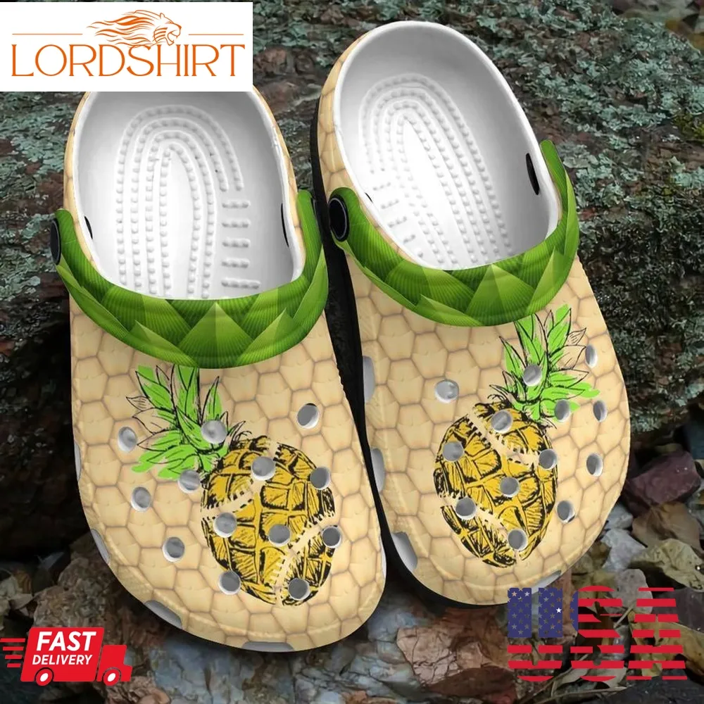 Softball Personalized Clog Custom Crocs Comfortablefashion Style Comfortable For Women Men Kid Print 3D Pineapple