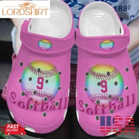 Softball Personalized Clog Custom Crocs Comfortablefashion Style Comfortable For Women Men Kid Print 3D Pink Softball