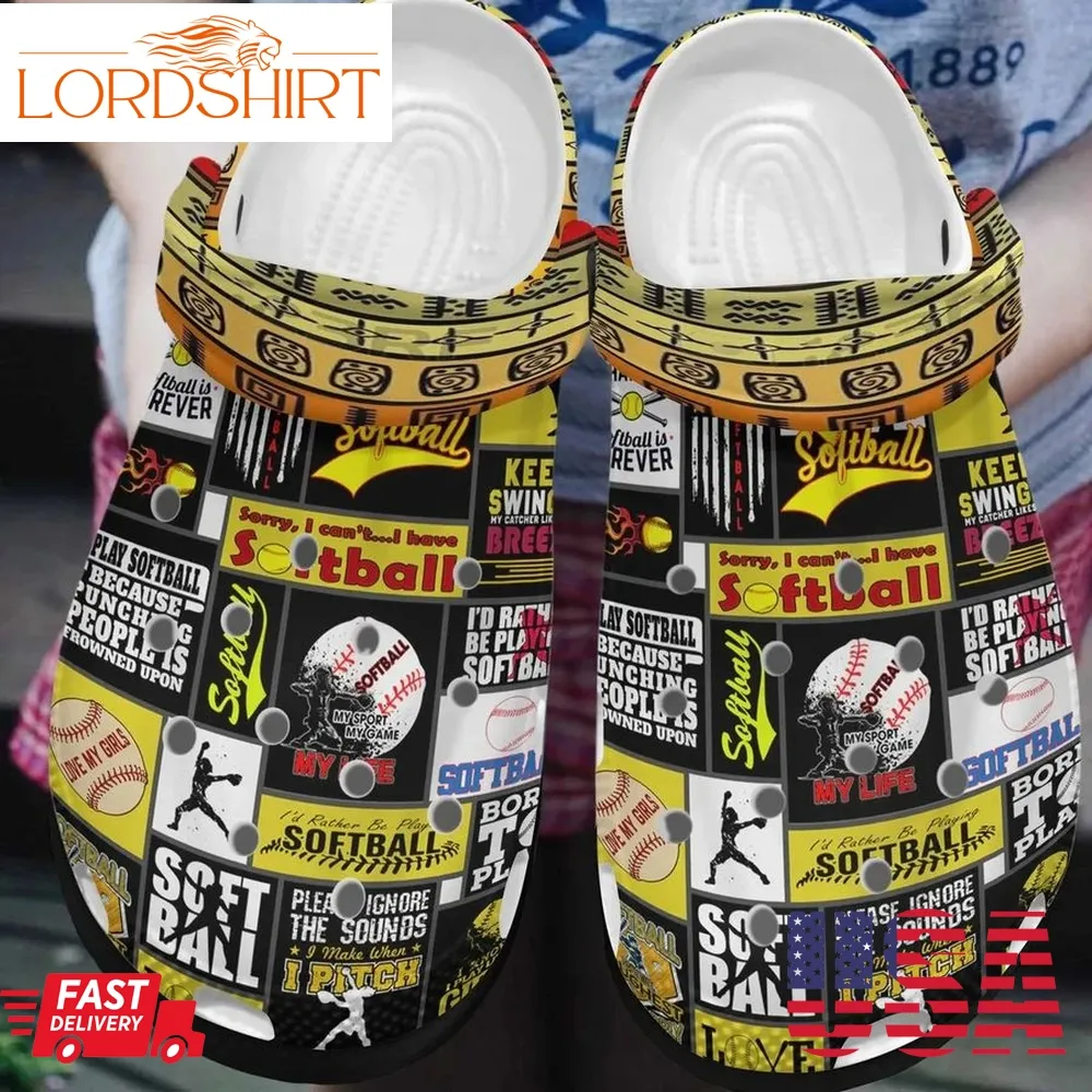 Softball Personalized Clog Custom Crocs Comfortablefashion Style Comfortable For Women Men Kid Print 3D Softball Forever