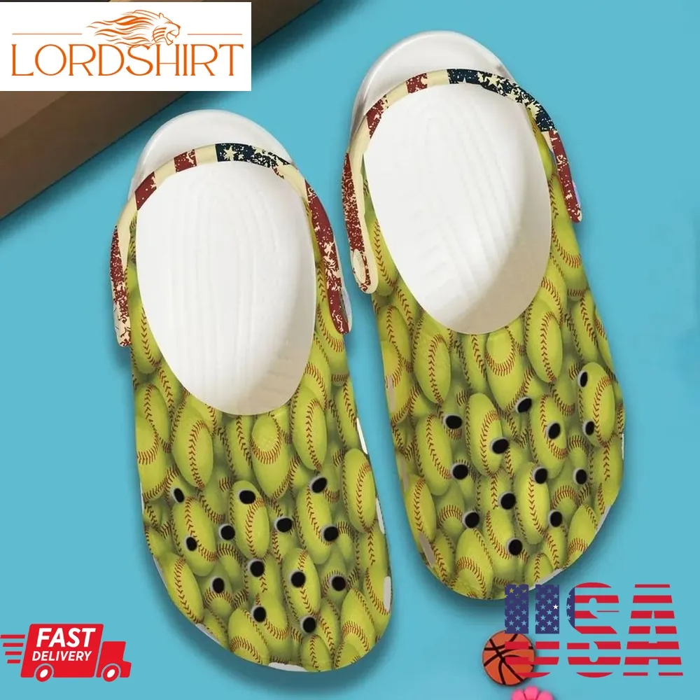 Softball Personalized Clog Custom Crocs Comfortablefashion Style Comfortable For Women Men Kid Print 3D Softball Pattern