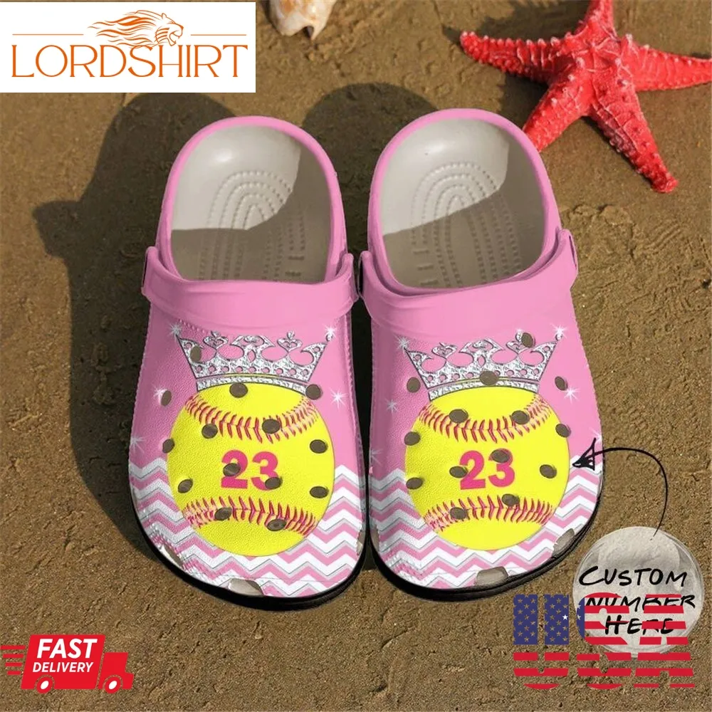 Softball Personalized Clog Custom Crocs Comfortablefashion Style Comfortable For Women Men Kid Print 3D Softball Princess