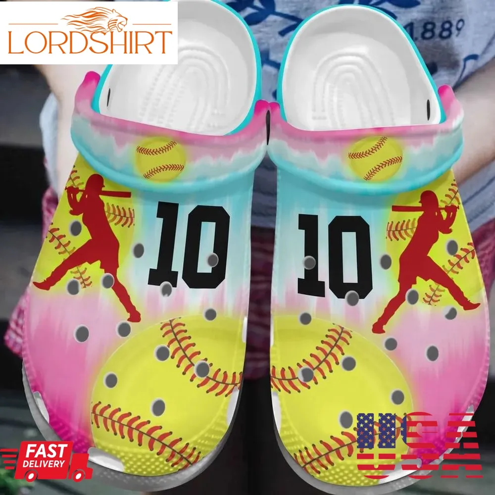 Softball Personalized Clog Custom Crocs Comfortablefashion Style Comfortable For Women Men Kid Print 3D Softball Sky