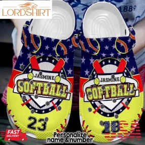 Softball Personalized Clog Custom Crocs Comfortablefashion Style Comfortable For Women Men Kid Print 3D Starry Softball