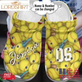 Softball Personalized Crocs Classic Clog Whitesole Softball Is Life Shoes