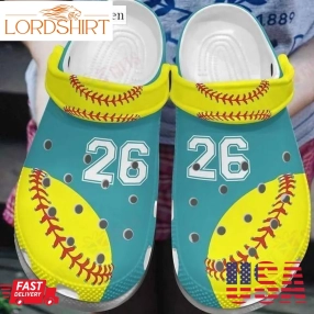 Softball Personalized Crocs Classic Clog Whitesole Softball Player Number Shoes