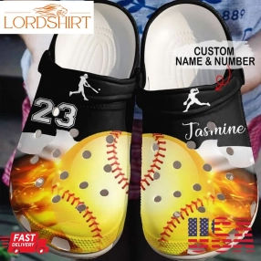 Softball Personalized Fire Sku 2337 Crocs Crocband Clog Comfortable For Mens Womens Classic Clog Water Shoes