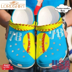 Softball Personalized Heart Sku 2413 Crocs Clog Shoes