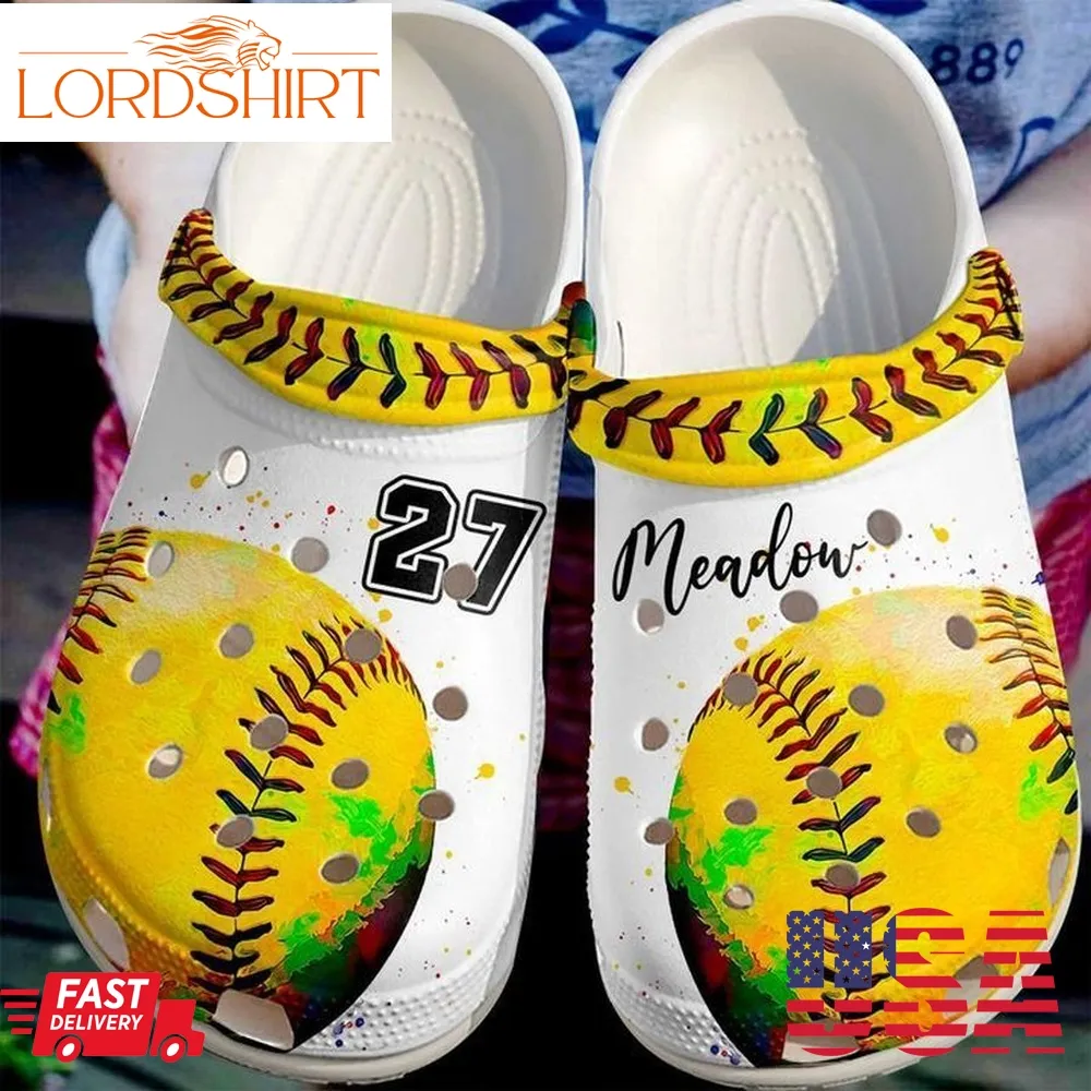 Softball Personalized I Love Sku 2317 Crocs Crocband Clog Comfortable For Mens Womens Classic Clog Water Shoes