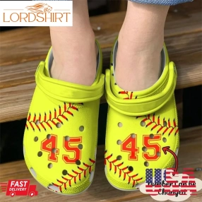 Softball Personalized Love Sku 2353 Crocs Crocband Clog Comfortable For Mens Womens Classic Clog Water Shoes