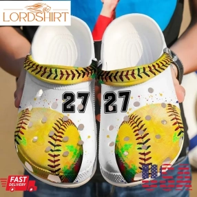 Softball Personalized Lover Sku 2349 Crocs Crocband Clog Comfortable For Mens Womens Classic Clog Water Shoes