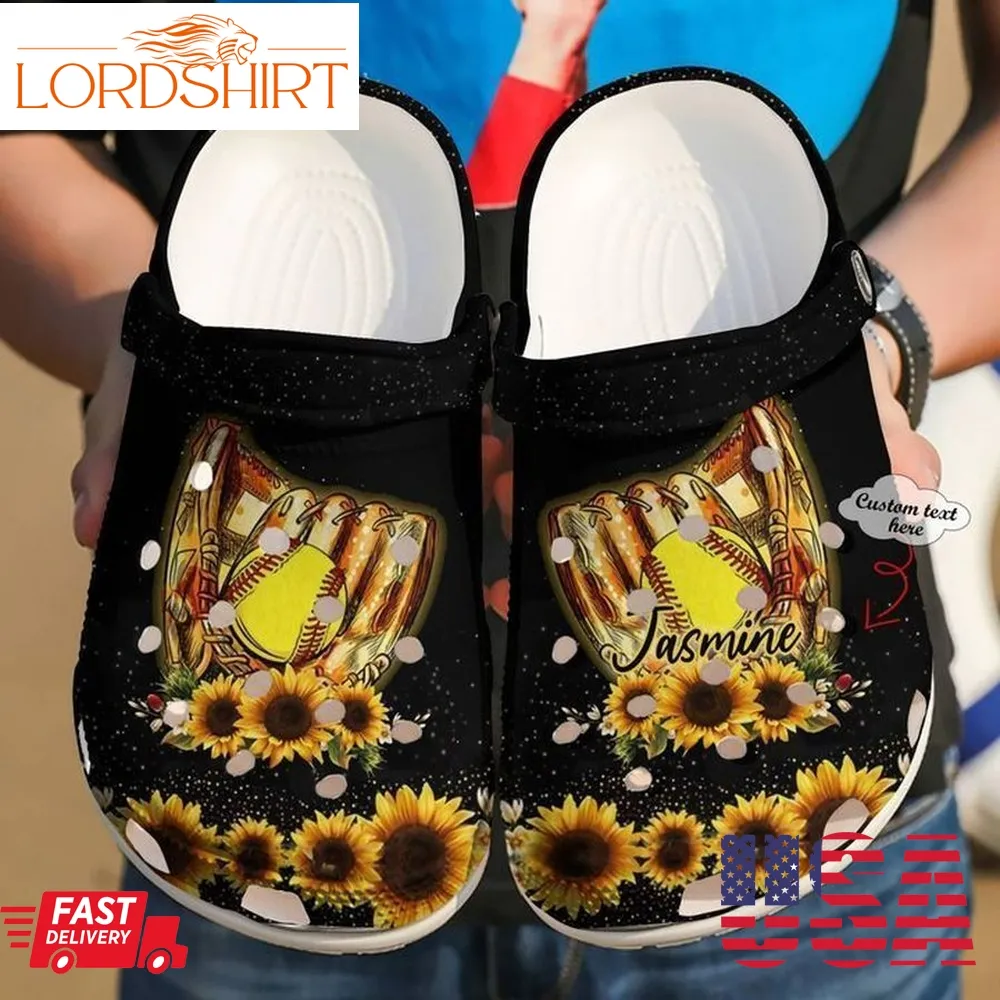 Softball Personalized Sunflower Sku 2368 Crocs Clog Shoes