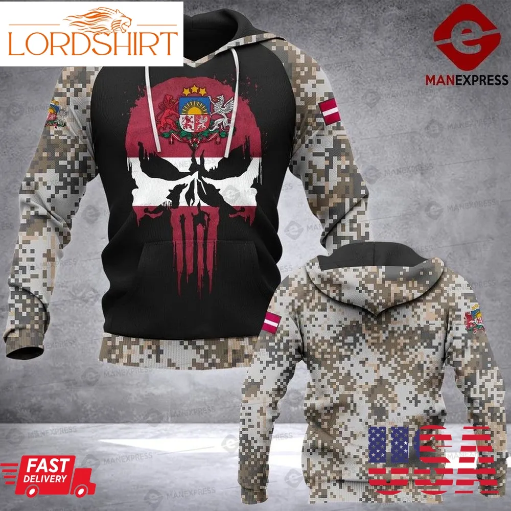 Soldier Punisher Latvia 3D Hoodie For Men For Women All Over Printed Hoodie