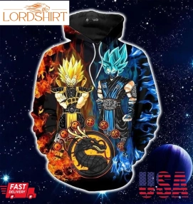 Songoku Sub Zero Vegeta Scorpion Dragon Ball Mortal Kombat Pullover And Zippered Hoodies Custom 3D Graphic Printed 3D Hoodie All Over Print Hoodie For Men For Women