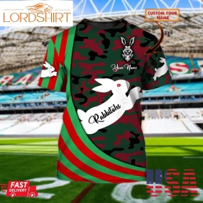 South Sydney Rabbitohs Camo Style Personalized Name 3D Tshirt