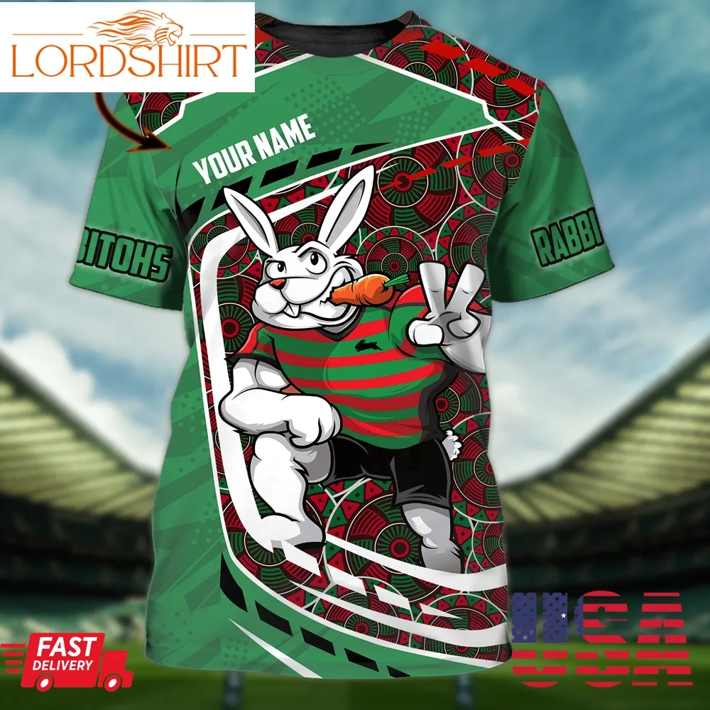 South Sydney Rabbitohs Eat Carrot Personalized Name 3D Tshirt