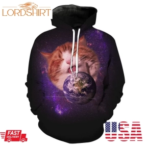 Space Earth Cat Epic Galaxy Cat Hoodie 3D