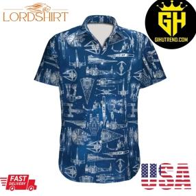 Spaceship Pattern Star Wars Hawaiian Shirt