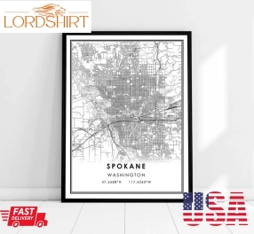 Spokane Map Print Poster Canvas  Washington Map Print Poster Canvas  Spokane City Map Print Poster Canvas