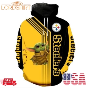 Sports Team Official Pittsburgh Steelers Baby Yoda Nfl No74 Hoodie 3D