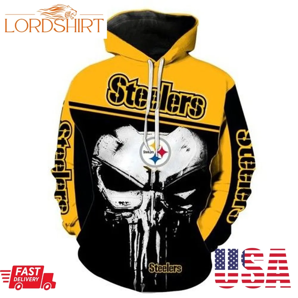 Sports Team Pittsburgh Steelers Punisher Skull No742 Hoodie 3D