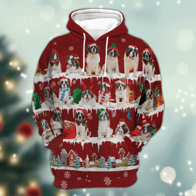 St Bernard Snow Christmas 3D Hoodie