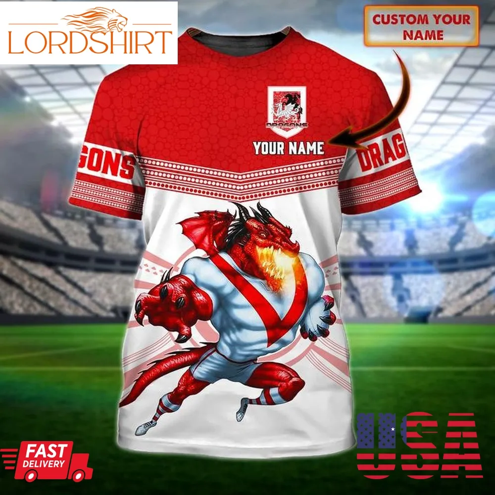 St George Illawarra Dragons Custom Personalized 3D T Shirt