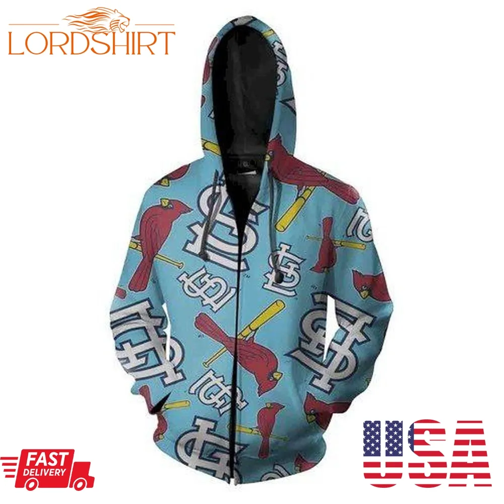 St Louis Cardinals Nfl Football Many Logo Men And Women 3D Zip Hoodie