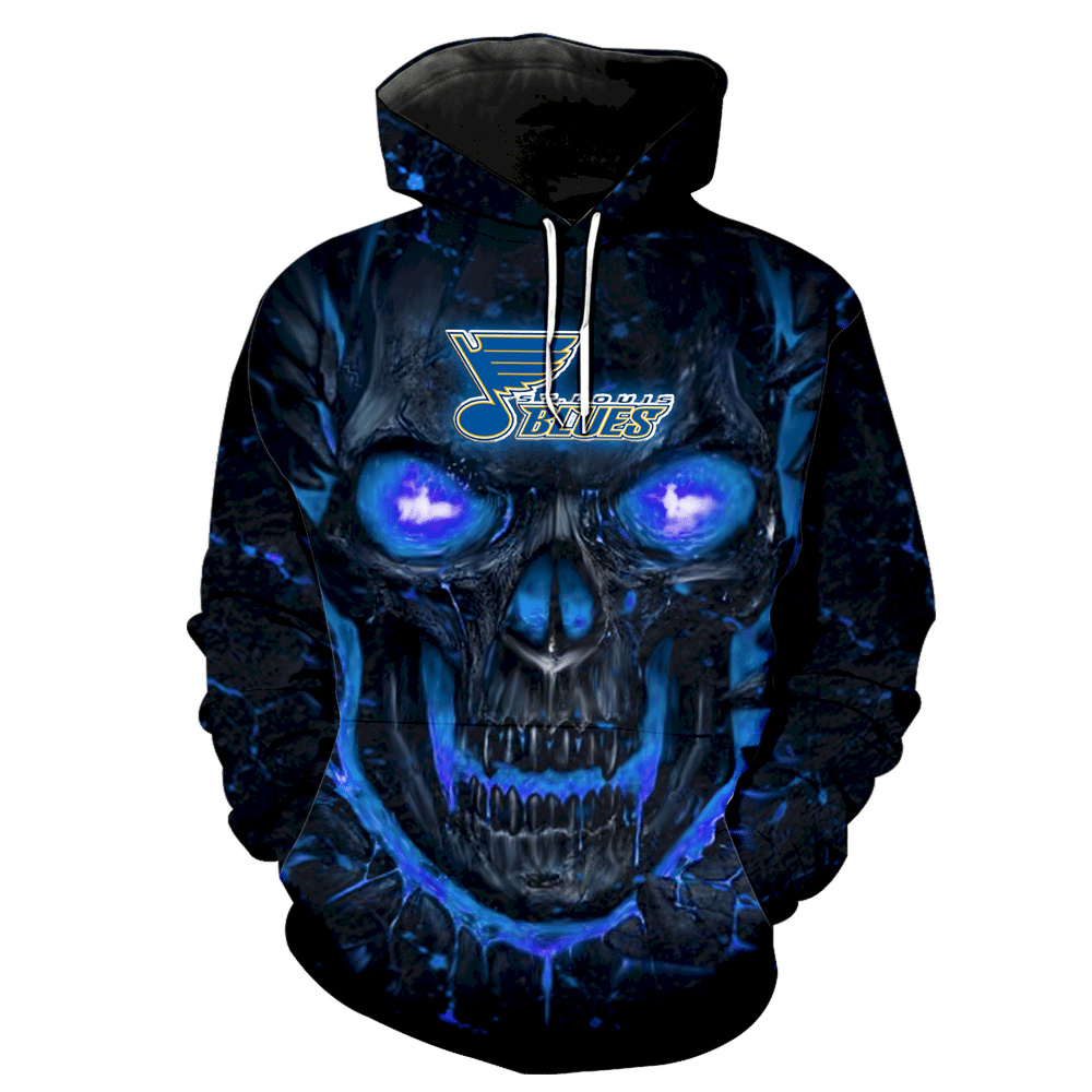 St Louis Blues Skull Full Over Print 1217 Hoodie Zipper