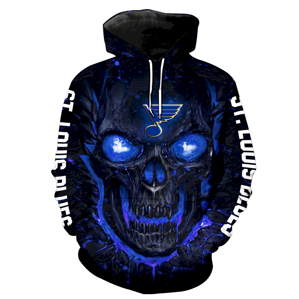 St Louis Blues Skull Full Over Print 1219 Hoodie Zipper