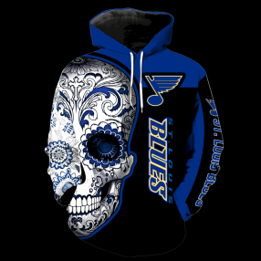 St Louis Blues Skull New Full Over Print V1318 Hoodie Zipper