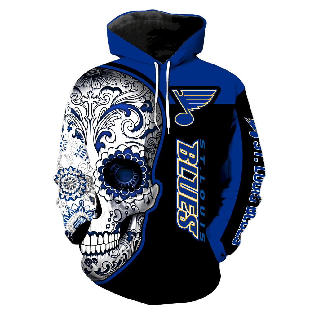 St Louis Blues Skull New Full Over Print V1318 Hoodie Zipper