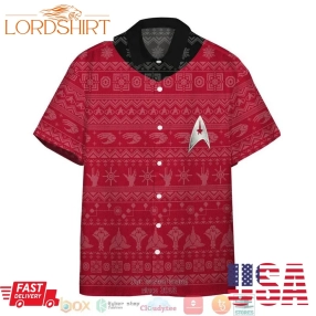 Star Trek The Original Series 1966 1969 Red Ugly Christmas Hawaiian Shirt