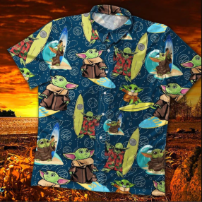 Star Wars Baby Yoda Surfing Hawaiian Shirt And Shorts