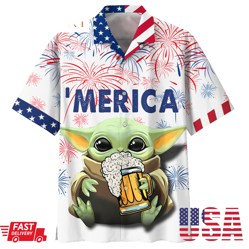 Star Wars Baby Yoda With Beer Hawaiian Shirtpng