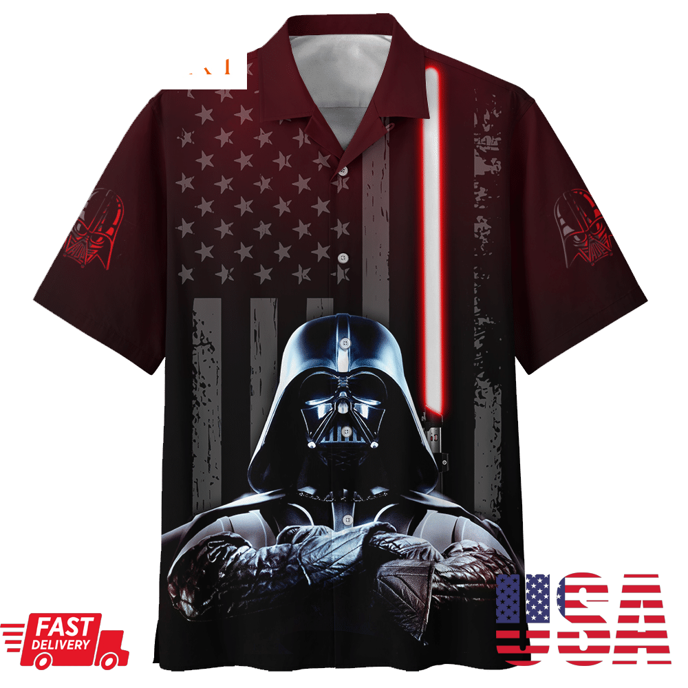 Star Wars Darth Vader Lightsaber American Flag Hawaiian Shirtpng